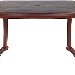 EASYDAY Arjun Plastic Rectangular Dining Table for Restaurant,Home,Study,Cafe | 100% Virgin 4 Seater Plastic Dining Table/Multipurpose Table for Indoor & Outdoor Use/Glossy Finish Table(Teakwood)-image-3
