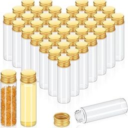 Didaey 100 Pcs Empty Small Vials with Lids Mini Clear Glass Bottles with Screw Aluminum Metal Cap Small Jar DIY Sample Container (Gold Caps, 20ml)-9