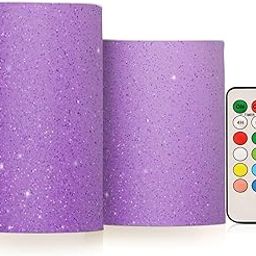 Flameless Candles Violet Gradation Stars Battery Operated Flameless Flickering Electric Fake Candle LED Candles with Remote Timer for Home Party Decor 2 Pack-image-23