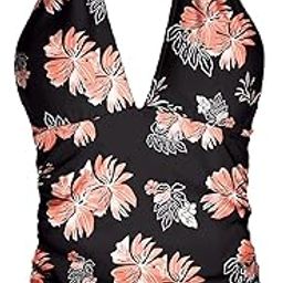 Women's Halter Tankini Top No Bottom V Neck Swim Top Tummy Control Bathing Suit Top-image-63
