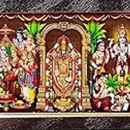 Five in One Gods Photo Frame for Pooja of Ganesha-Saraswati, Ram darbar, Venkateshwara Balaji , Shiva Family and Satyanarayana | Engineered Wood, ,Multicolor,Wall Mount, Pack of 1-image-89