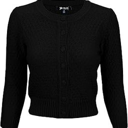 Women's Cropped Cardigan Sweater – 3/4 Sleeve Crewneck Basic Classic Casual Button Down Soft Crochet Knit Top (S-3XL)-image-60