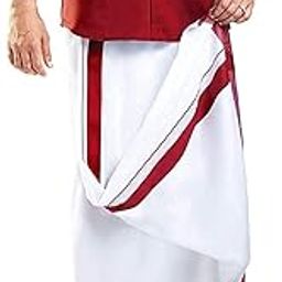 V Men's Pure Cotton Double Dhoti (White With Colour Border_4m)-image-7