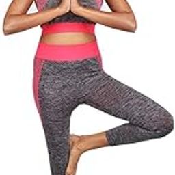 Yoga Set Gym Wear Sports Bra and Leggings Tights Breathable Strechable Spandex Sport Suits Pants Outfits For Women & Girl's-1 Pair (Free Size)-image-48