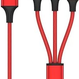 Umake™️100W/6A Speed Fast Charging Usb 3.0 Cable 4 Ft/1.2M To 3-In-1 Long Charging Cord With Type C + Micro Usb + Lightning Connector 480 Mbps Data Transfer For Laptop,Tablets,Smartphones&More, RED-image-52