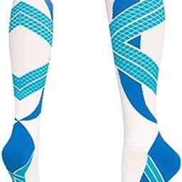 CALANDIS™ 1 Pair Knee High Compression Socks Running Sport Stcok Ankle White Blue XXL | Support & Protective Gear | Clothing & Accessories | Fitness Running & Yoga-image-18