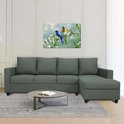 FURNY Rocco 5 Seater Fabric RHS Sectional L Shape Sofa Set (Grey)-image-54