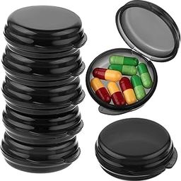 Small Pill Box, Travel Round Pill Case, Portable Medicine Pill Container Holder, Daily Mini Pill Organizer for Purse Pocket to Hold Vitamin Medication Fish Oil Supplement (Black, 7PCS)-image-23