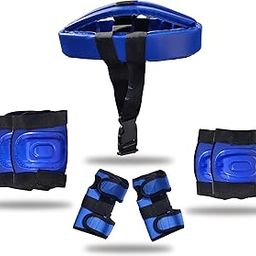 BOLDUP Skating Guard Kit for Skating | Cycling Protection Set | Multi Sport Gear for Children Age 5-16 Years, Helmet Elbow Guards Knee Caps & Hand Gloves (Blue)-image-94