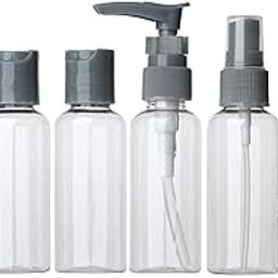 9 Pcs Refillable Travel Bottles Set for Toiletries Leakproof Portable Women Toiletry Bottles for Gym Short Trips Shampoo Cream Handwash Lotion Storage BPA Free Small Bottles Kit (Grey)-18