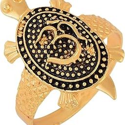 Gold Plated Brass Black Dotted Ohm or Aum Symbol on Turtle/Tortoise Kachua Finger Ring For Men Women Teen Girls-image-63