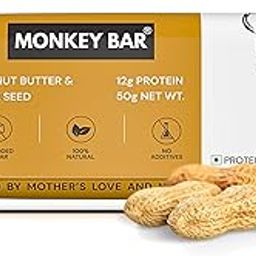 MONKEY BAR - Peanut Butter and Chia Seed Protein Bar - 8 Bars, 50g each, 12g Protein, Just 5 All Natural Ingredients, High Protein Snack Energy Bar, No Added Sugar-image-74