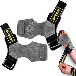 MANUEKLEAR Power Grip Training, Muscle Training, Pull Ups, Weight Training, Cowhide Leather, Wrist Wrap, Wrist Supporter, Wrist Strap, Unisex, One Size Fits Most-picture-11