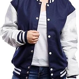Cotton Blend Standard Length Long Sleeves Winter Varsity Jacket For Women-image-39