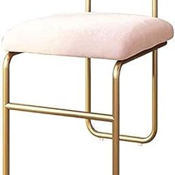 INDIAN DECOR 46671 Chair Vanity Stool Square Upholstered Chair Seat Footstool Bench Dressing Table Makeup Velvet Metal, Golden Frame and White Cushion-picture-23