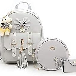 Backpack for Womens,Girls,Kids,Female. Pu Leatherette Fabric Travelling Outdoor, Picnic,School, College Office Work Casual Daily use|Grey,5Ltrs(BA,Diamond grey combo backpack 3p118)-image-88