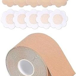 Breast Shaper & Lifter Boob Tape with 10 Nipple Pasties for Women Push Up & Lifting Lift Bra for Double Sided Sticky Body Tape Brown-image-62