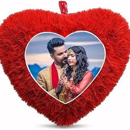 Fur Personalized Gift Photo Cushion for Boyfriend Girlfriend Husband Wife on Occasions Valentine's Day Birthday Anniversary Special Love Gift Heart 15x17 inch, Red (PC38)-image-11