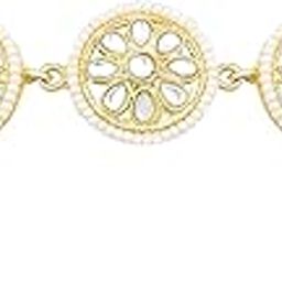 Gold Plated White Kundan Studded Maatha Patti Sheeshphool Sheeshpatti Hair Accessories Fashion Ethnic Jewellery Gift for Women & Girls-1