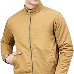Men Khaki Standard Fit Solid Reversible Jacket-image-3