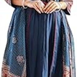 Women's Ajrakh Printed Cotton A-Line Kurta Pant Dupatta Set-image-52