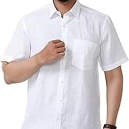 Men's Pure Khadi Cotton Regular Fit Half Sleeves Solid Casual Shirt-image-64