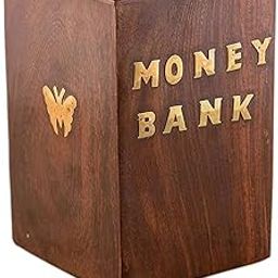 QIUWUES Handmade Wooden Master Size Money Bank with Key Lock Coin Box Brass Design for Children and Adults Gifts Item Piggy Bank-image-20