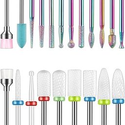 19pcs Nail Drill Bits Sets, 3/32 Inch Diamond Cuticle Electric Nail File and Ceramic Acrylic Gel Nail Bit Kit, Acrylic Nail Art Tools, Carbide Cuticle Remover Bits for Manicure Pedicure, Home Salon-image-65