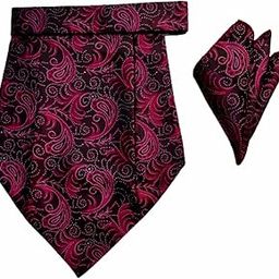 France Men's paisley Cravat ascot NeckTie Microfiber Fabric Black burgundy Color free size-picture-53