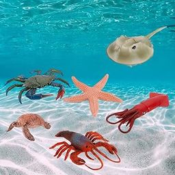 Fashion My Day Marine Life Animal Toys Crafts Birthday Gifts Collection for Toddlers Boys 2pcs Green+4pcs Red-image-27