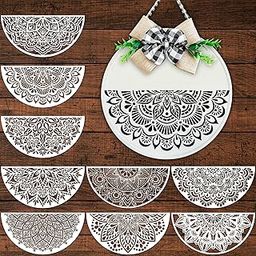 Keluna Mandala Stencils for Painting, 9 Pcs 12 Inch Half Round Rangoli Mandala Bohemian Stencils for Painting on Wood Craft, Reusable Mandala Stencils for Painting on Wood Floor Canvas Tile Furniture-image-15