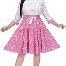 New Sifa Dresses Rayon Casual Knee Length Printed 3/4th Sleeves Frock Dress for Women and Girls-image-14