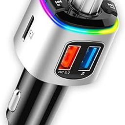 Car Bluetooth Device for Music System, FM Transmitter with QC 3.0 Dual USB Fast Charger & Call Receiver; 7 Colour LED Lights; Supports MicroSD, USB MP3 Audio Playback-27