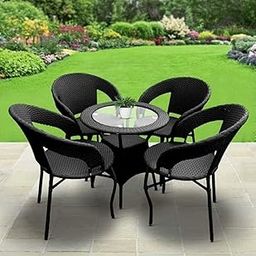 City Outdoor Furniture Garden Patio Chair Sets Wicker Garden Indoor Outdoor Patio Balcony Coffee Table Set Furniture Powder Coated Frame (Black1)-image-103