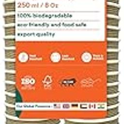 ECO SOUL [250 ml, 50 Count ] Disposable Ripple Paper Cups | Plastic-Free Aqueous Coated | Eco-Friendly & Biodegradable Hot Cups | Use & Throw Party Glasses | Ideal for Tea & Coffee | 500 GSM-51