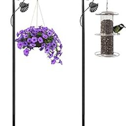 Shepherds Hook, 67 Inches Shepherds Hook with 5 Prongs Base Stainless Steel Adjustable Garden Hanging Holder for Bird Feeders Lanterns Planting Hanger Weddings Decor, Butterfly Black, 2-Pack-image-52