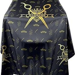 Sky Beauty Scissor Printed Waterproof Polyester Barber Apron for Men Hair Cutting/Styling/Dressing Salon Sheet Cloth, Black Color-33