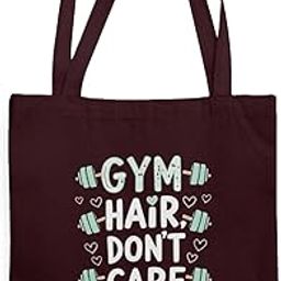 Canvas Eco-friendly Zipper Tote Bag for College Girls - Campus Casual Collection - Gym Hair Don't Care-image-58