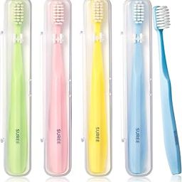 Suree Extra Soft Toothbrush for Sensitive Teeth, Upgraded 10000 Bristles Nano Toothbrush, Ultra Soft Toothbrushes for Adults & Elders, Portable Manual Toothbrush with Individual Travel Case (4 Count)-16