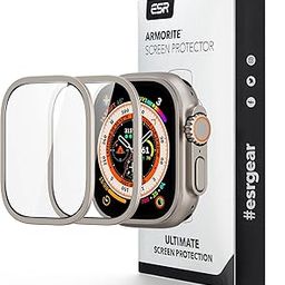 ESR for Apple Watch Ultra 2/1 (2024/2023/2022) 2 Pack Screen Protector with Aluminum Alloy Frame 49mm, Military Grade Protection, Armorite Tempered Glass Film, Keep Original, Anti- Scratch, Titanium-3
