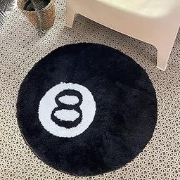 Quality 8 Balls Rug Black Surface Rug,round Tufting,soft Chair Pad,non-slip Bath Mat Kids Bedroom,black Carpet Black Circle Rug For Living Room-65