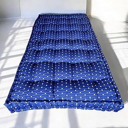 H B Msala Cotton Filled Quilt Mattress | Soft & Reversible, Foldable, Lightweight Firm | Cotton Box Mattress Tufted Soft Rui Gadda for Bedroom, Living Room (Premium Blue, 3x6 Feet)-24