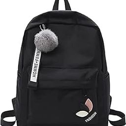 SIZZLING® Fashionable Girl's Black Backpack with Fur Pom Pom Accent And Fashion logo,Backpack for Women, Water Resistant Stylish and Trendy College Backpacks for Girls.-image-53