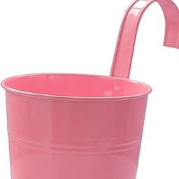 Metal Iron Hanging Flower Pot Garden Planter Bonsai Pot for Balcony Decor Pink-image-98