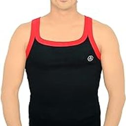 Men's Contrast Colour Single Art 502 Pure Cotton Sports Vest-image-44