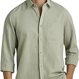 peter england Solid Cotton Linen Blend Shirt for Men – Full Sleeves, Casual Wear-picture-19