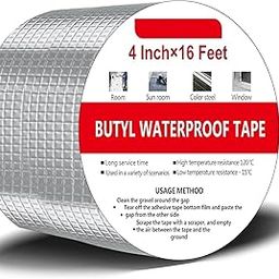 Super Strong Adhesive Waterproof tape Permanent Repair Aluminum Butyl Roof Water Leakage Solution Rubber Foil Suitable for Leak,surface Crack, Window Sill Gap,Sealing,Tank 4 Inch *5M (Pack Of 1)-image-68