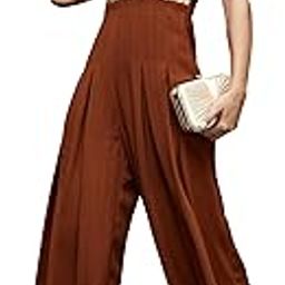 Women's Halter-Neck Sleeveless Embellished Pleated Crepe Regular-Length Jumpsuit-picture-13