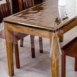 Yellow Weaves PVC Plastic Plaid Rectangular Waterproof Protector Dining Table Cover for 6-8 Seater - Without Laced Edges (Clear, 60 X 90 Inches)-17