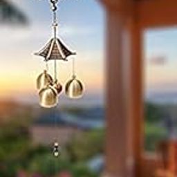 PSEUDO Metal Wind Chimes for Home Balcony Garden Positive Energy, Home Decor Hanging Long Brass Bells Gifts for Loved Ones (Elephant)-image-5